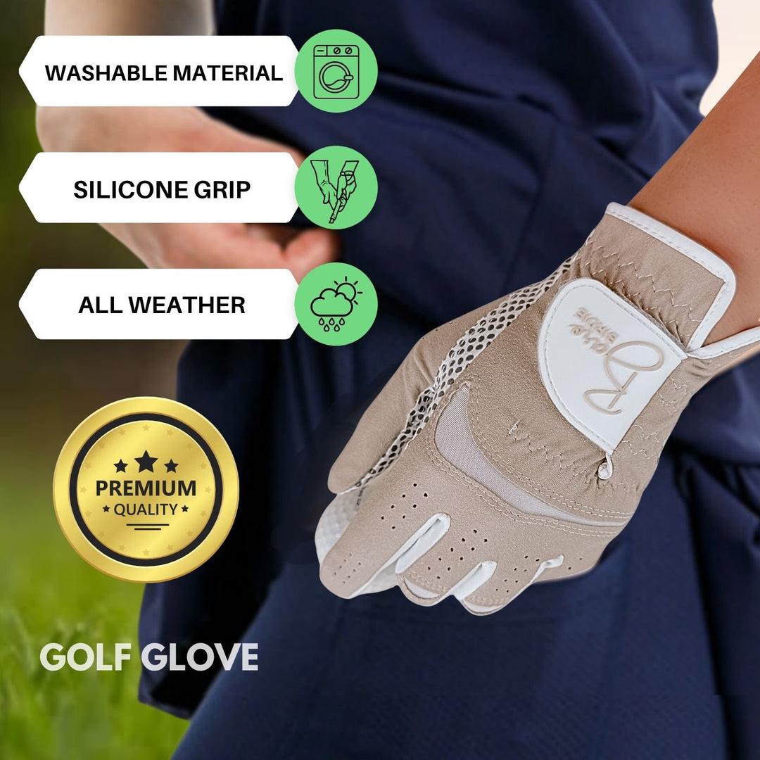 Women's Beige 1 Pair Both Hand Golf Gloves