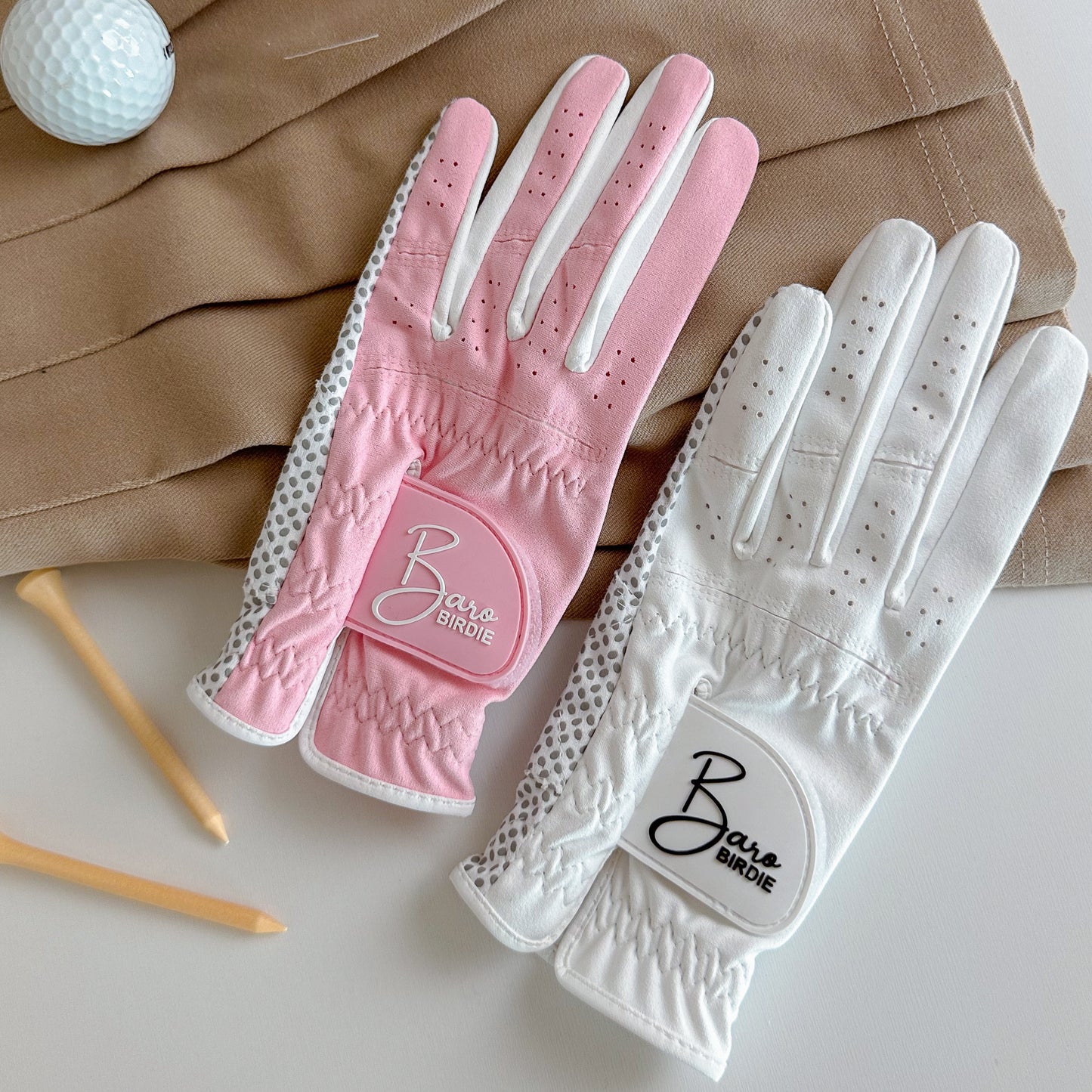 [BAROBIRDIE] Pink 2 Pack Left-Hand Golf Gloves for Women Non-Slip Extra Grip