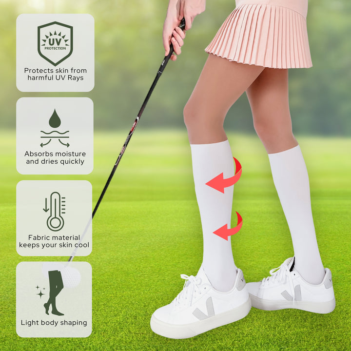 Two-Tone Knee-High Golf Pantyhose Stocking Women's UV Protection