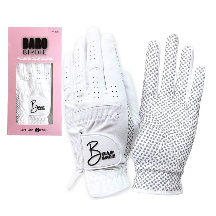 Women's White 2 Pack Left-Hand Golf Gloves for Non-Slip Extra Grip