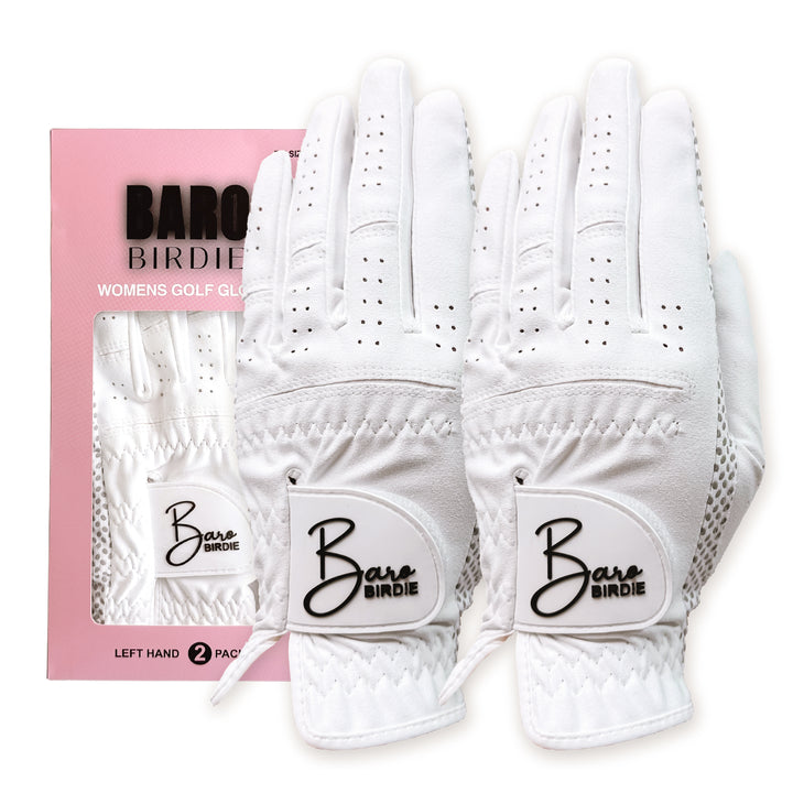 Women's White 2 Pack Left-Hand Golf Gloves for Non-Slip Extra Grip