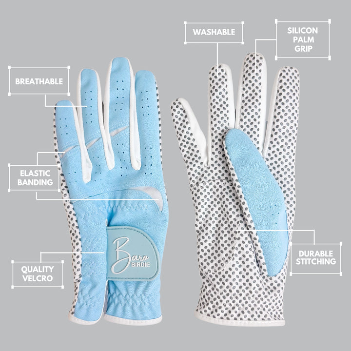 Women's Sky Blue 1 Pair Both Hand Golf Gloves