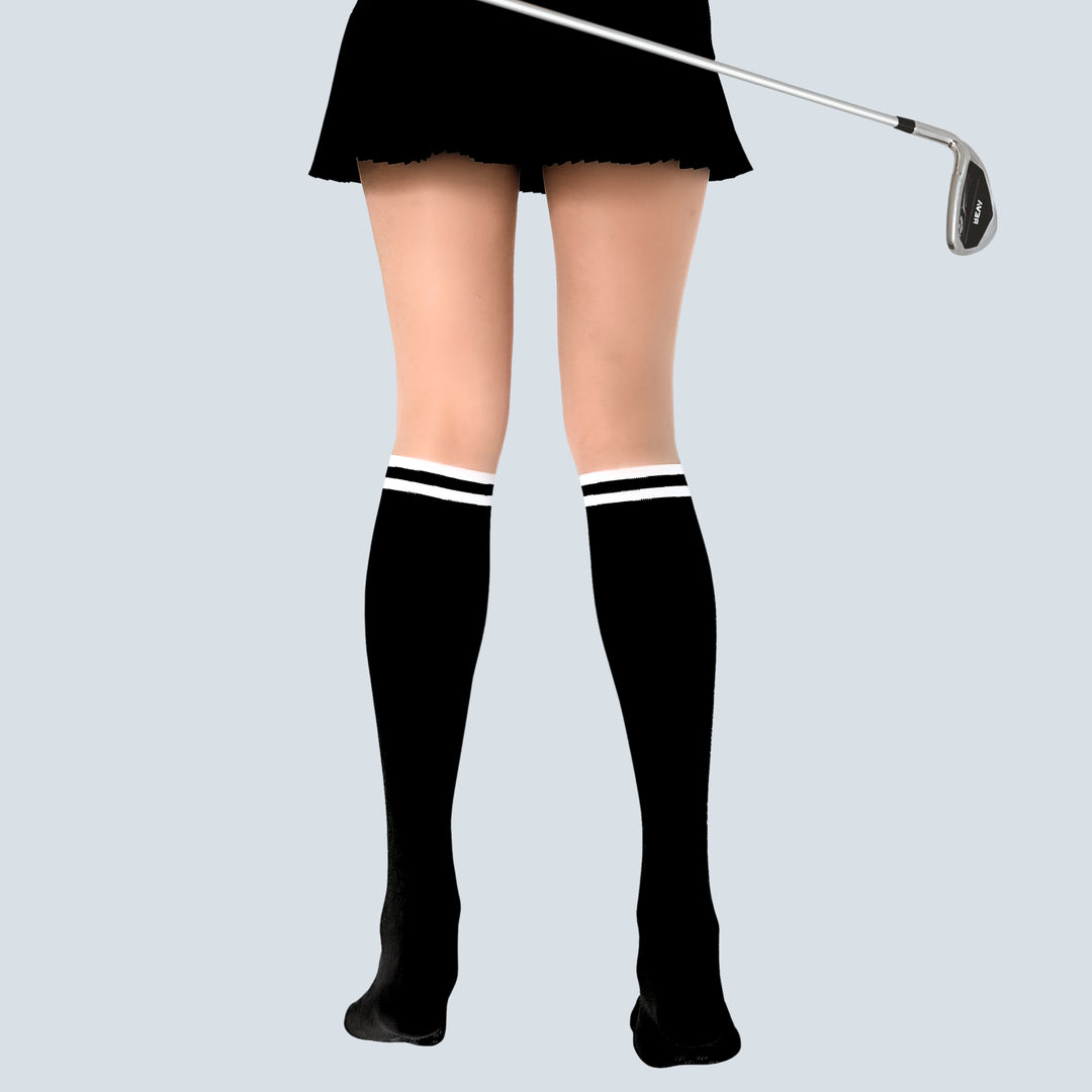 Stripe Two-Tone Knee-High Golf Stockings Pantyhose