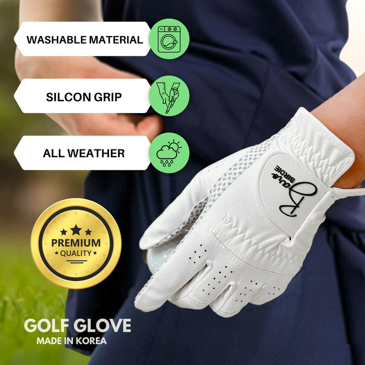 Women's White 2 Pack Left-Hand Golf Gloves for Non-Slip Extra Grip