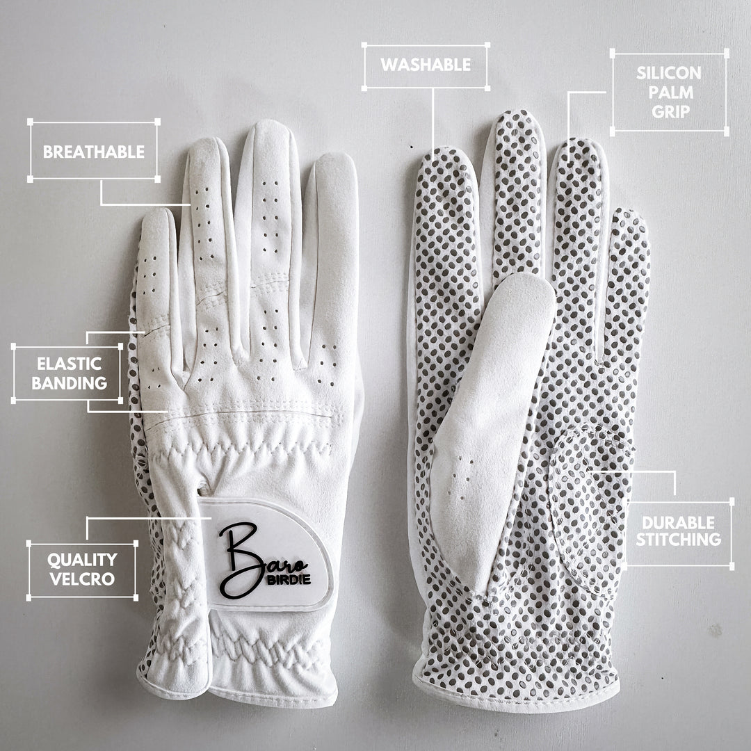 Women's White 2 Pack Left-Hand Golf Gloves for Non-Slip Extra Grip