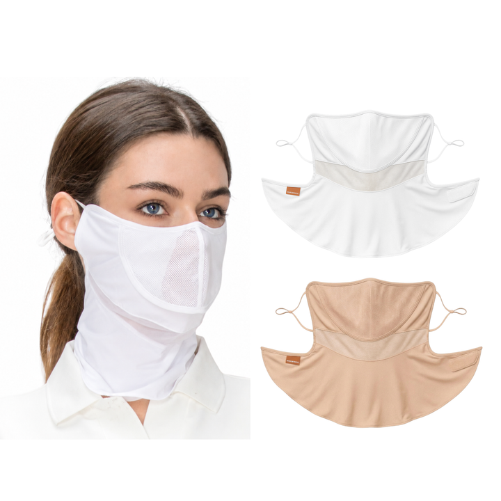 Premium Golf Cooling Face Mask White,Skin&Black