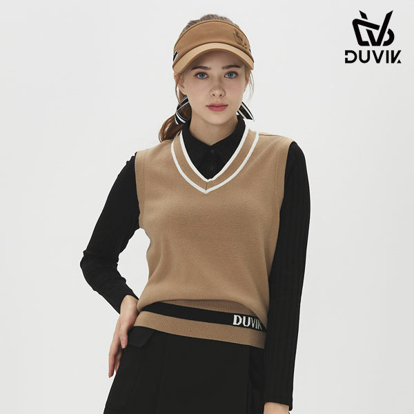 Color Point V-Neck Knit Vest