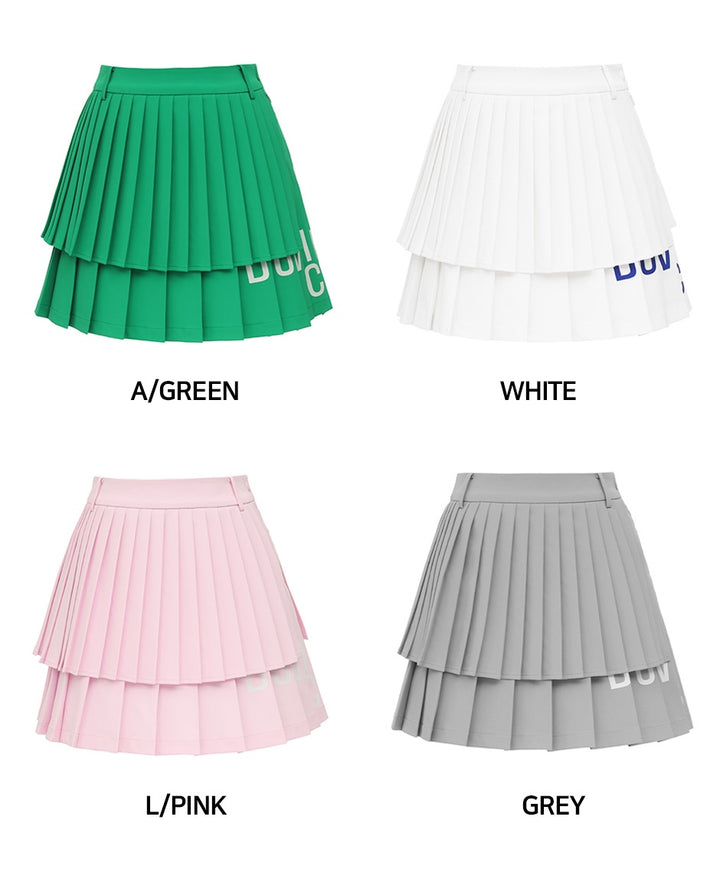 Logo Lettering Double Pleats Skirt