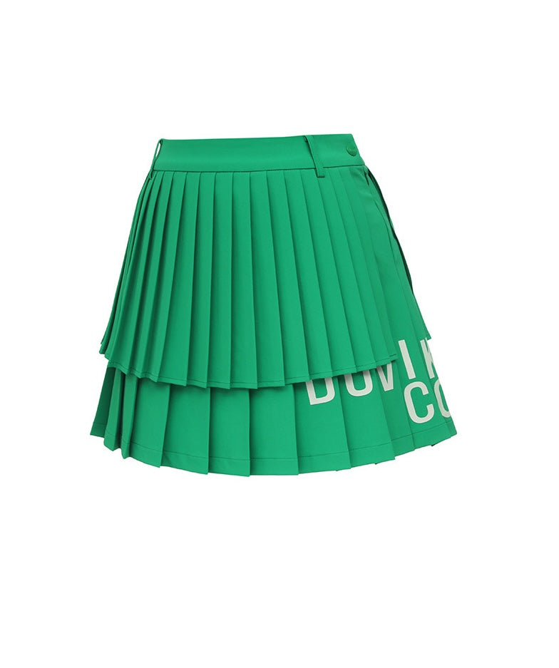 Logo Lettering Double Pleats Skirt