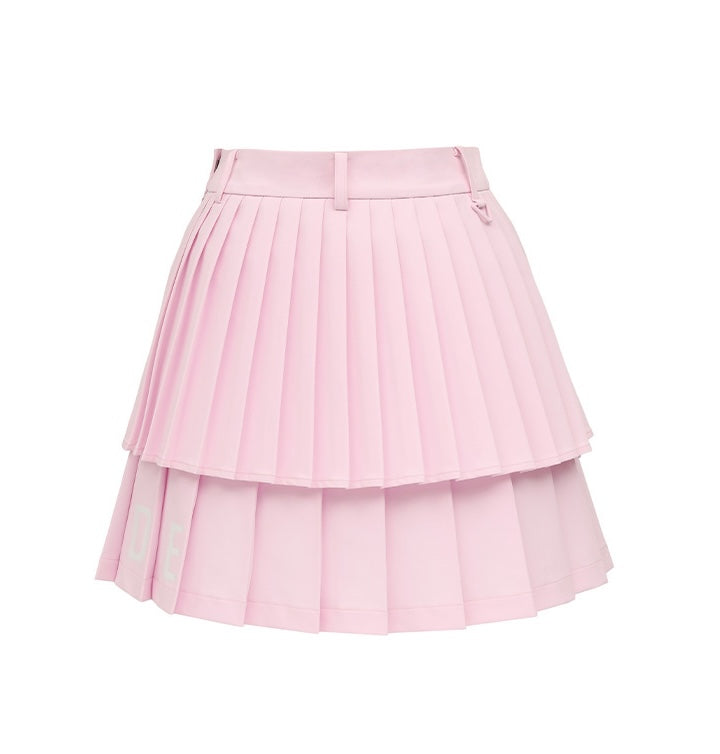 Logo Lettering Double Pleats Skirt