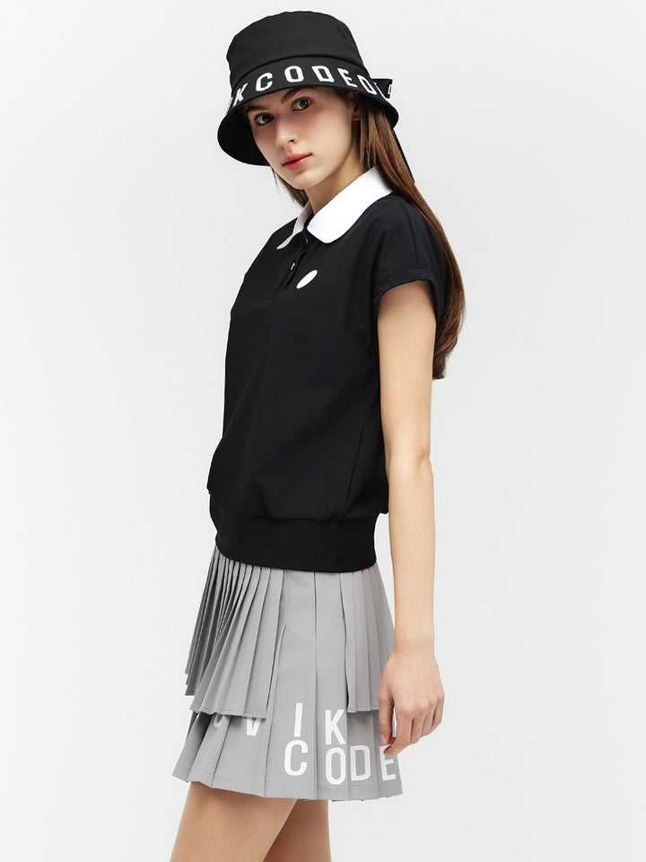 Logo Lettering Double Pleats Skirt