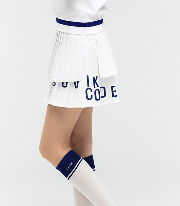 Logo Lettering Double Pleats Skirt