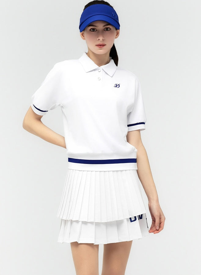 Logo Lettering Double Pleats Skirt