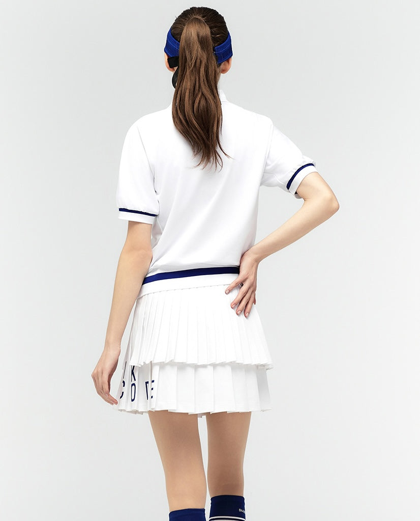 Logo Lettering Double Pleats Skirt