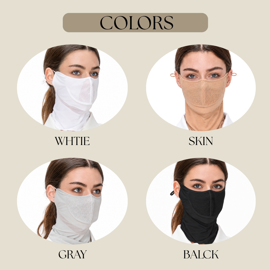 Premium Golf Cooling Face Mask White,Skin&Black