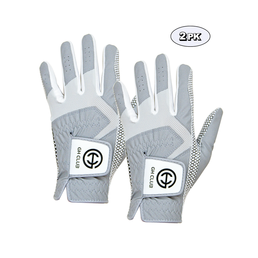 Men's Gray 2 Pack Left-Hand Golf Gloves Silicone Extra Grip