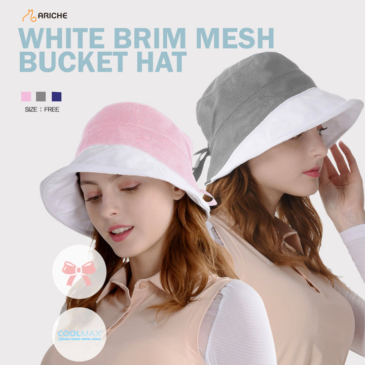 White Brim Mesh Bucket Hat