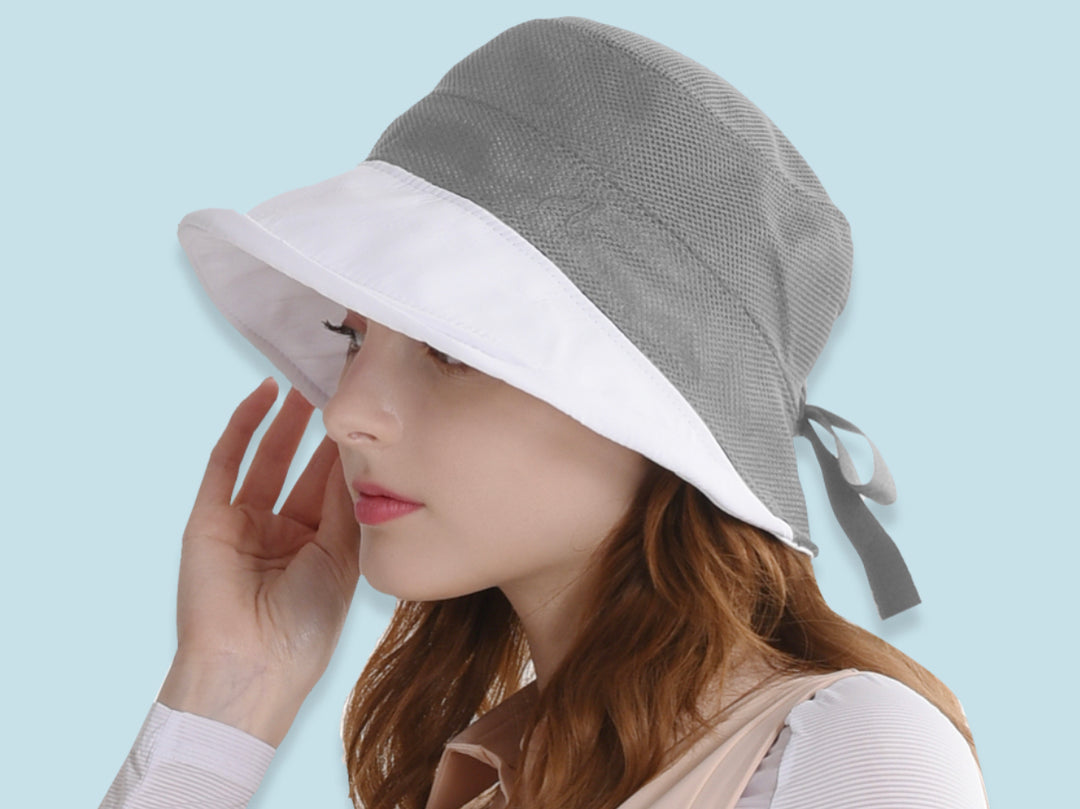 White Brim Mesh Bucket Hat