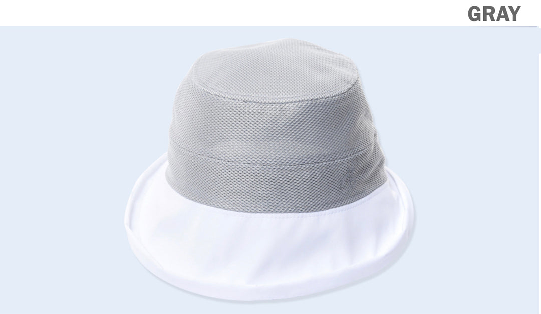 White Brim Mesh Bucket Hat