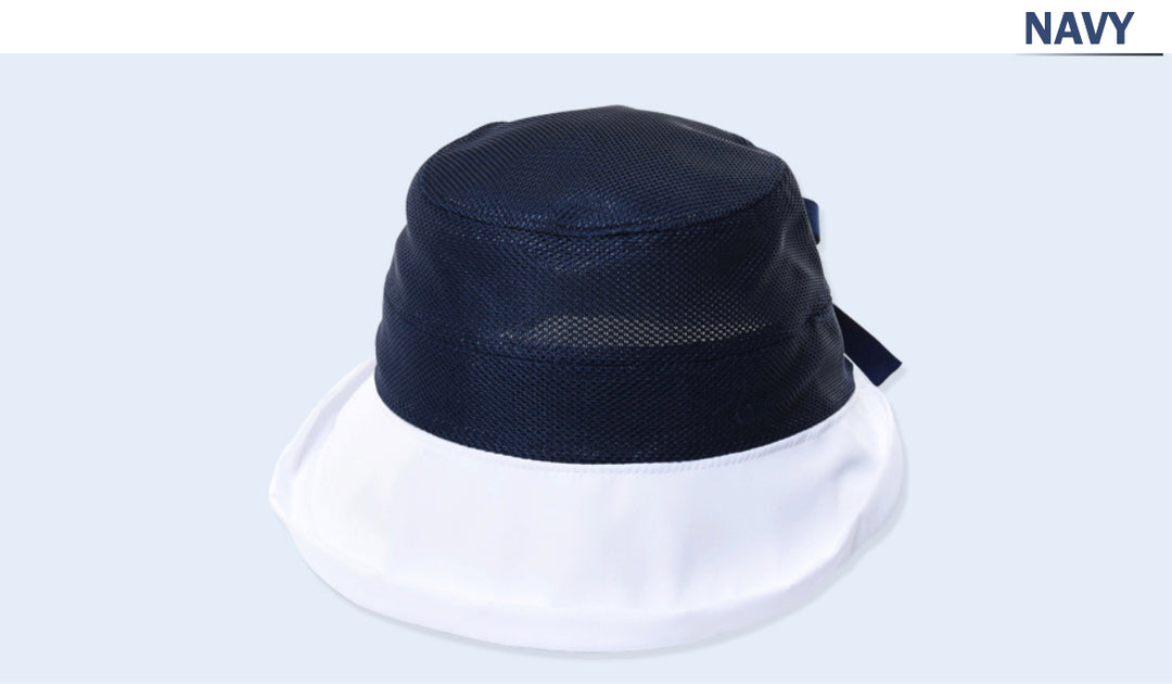 White Brim Mesh Bucket Hat