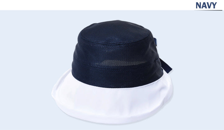 White Brim Mesh Bucket Hat