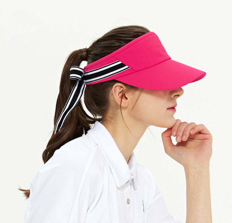 [DUVIK] Ribbon Sun Visor-White, Green, Red Pink