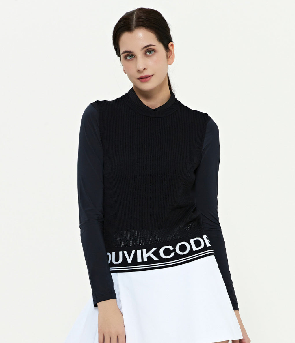 [DUVIK] Wide Collar Cooling Long-Sleeve T-Shirt/ White, Black