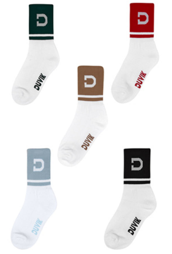 Color-blocked mid-calf socks