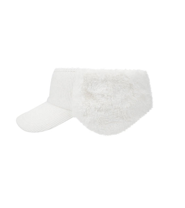 Corduroy earflap fur sun visor