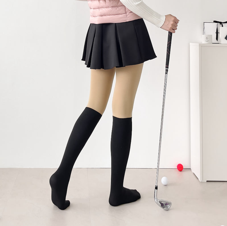 [Gamsungtex]Golf Warm Fleece Knee Socks Tights