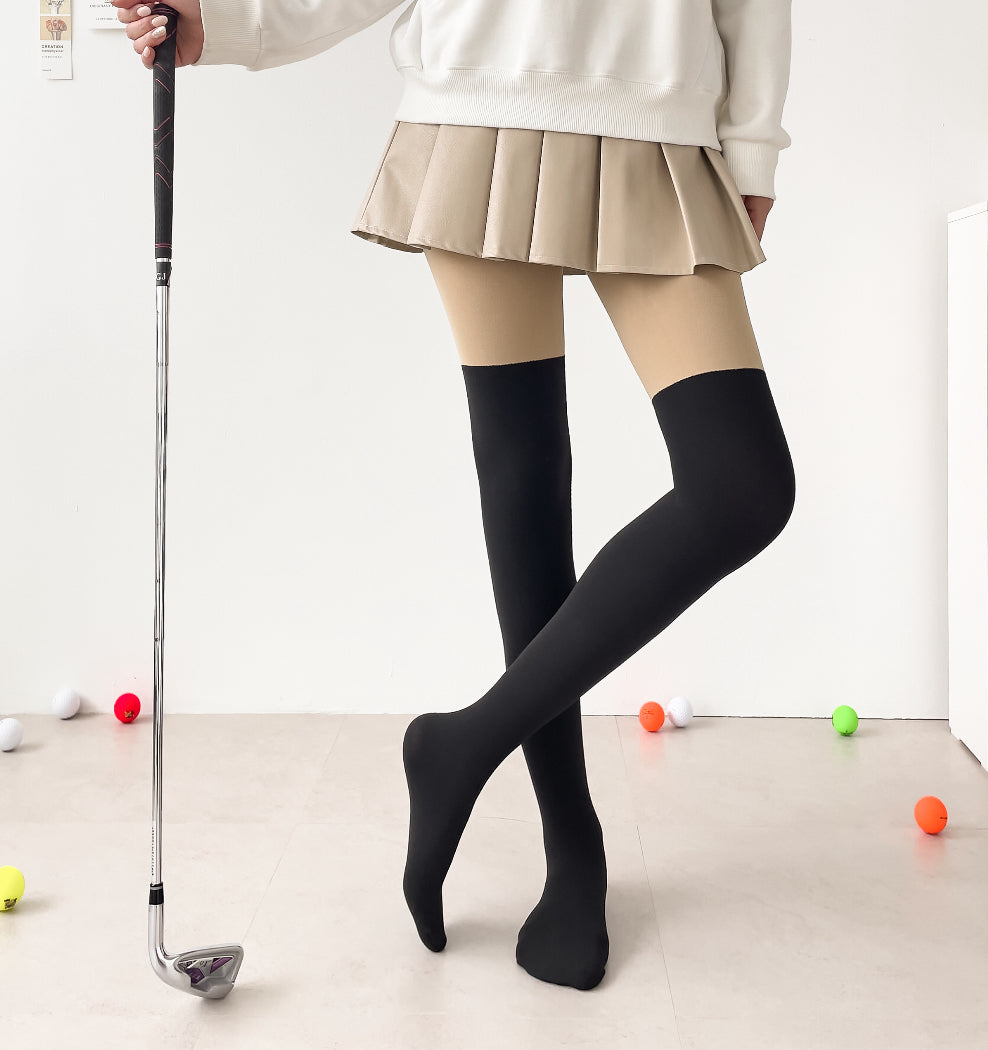 [Gamsungtex] Golf Warm Fleece Over-Knee Socks Tights