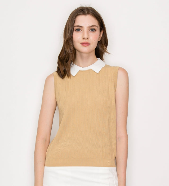 Collar Sleeveless Top