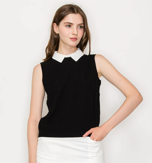 Collar Sleeveless Top