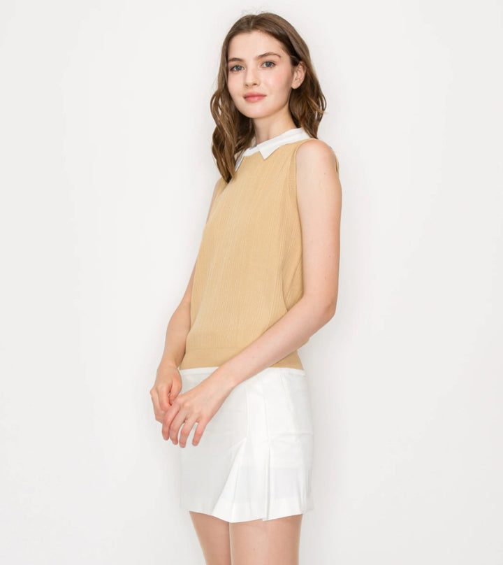 Collar Sleeveless Top