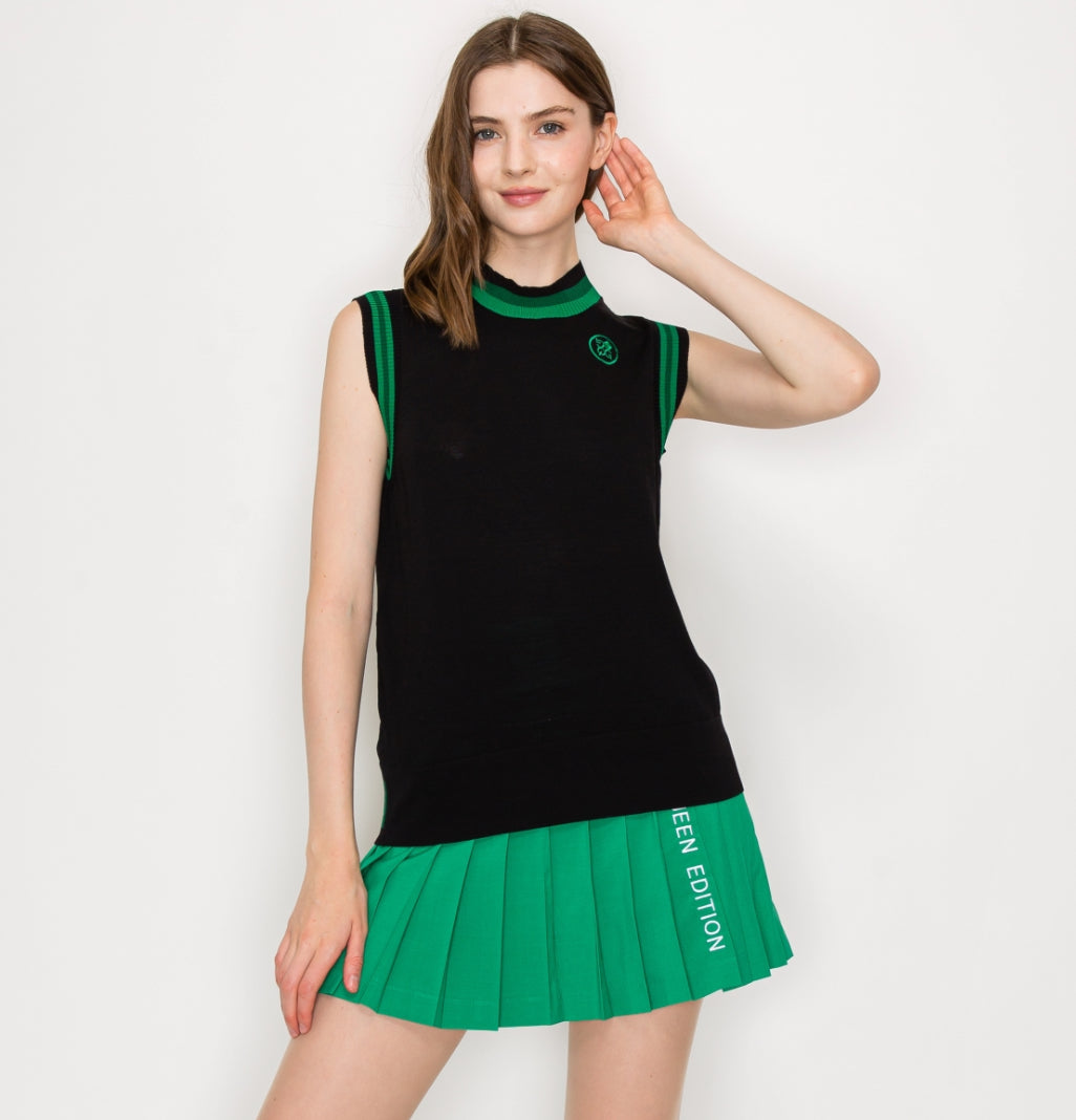 [GQ] Green Line Round Neck Cool Knit Sleeveless Top