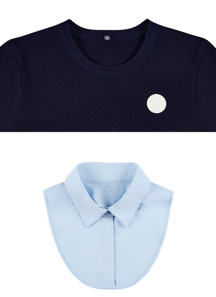Detachable Collar Round Sweater