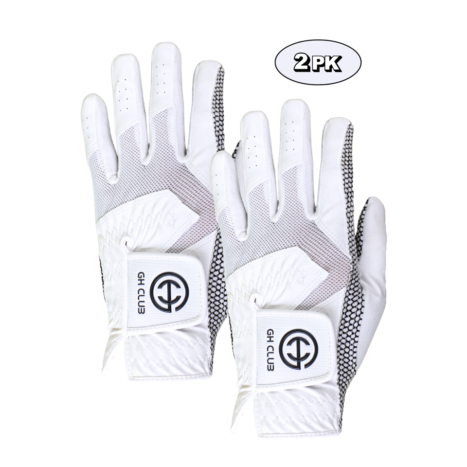 Men's White Left-Hand Golf Gloves 2 Pack Silicone Extra Grip