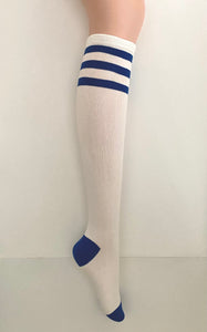 Golf Three-Striped Color Knee-high Socks ( 8 Color-Cobalt color added)
