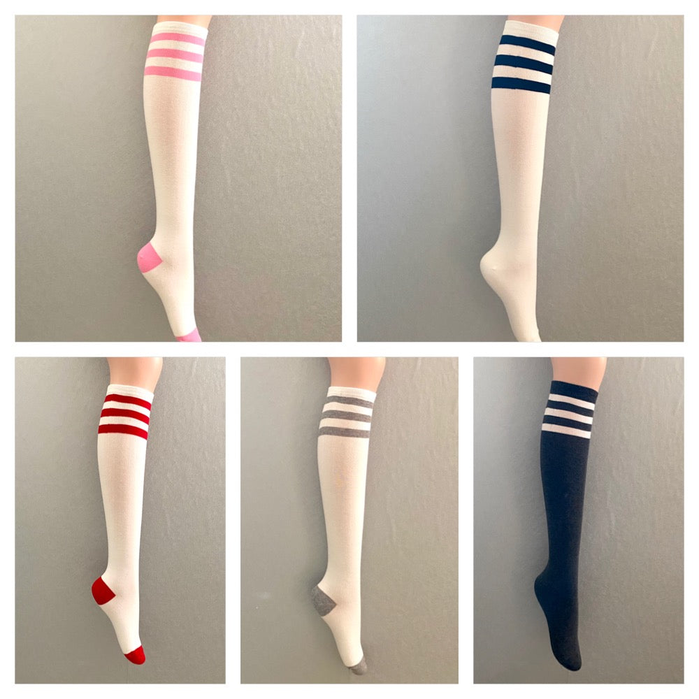 Golf Three-Striped Color Knee-High Socks